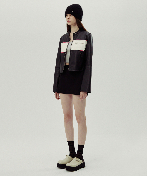 SINOON（シヌーン）の「FAUX LEATHER SLIM BIKER JACKET（ライダースジャケット・レディース・ブラック・FREE）」の3枚目の写真