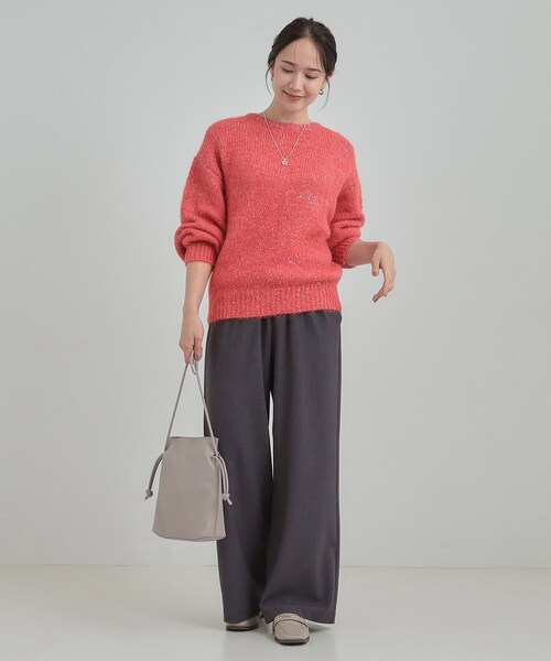 SHOO・LA・RUE(シューラルー)の「【洗濯機可/S-LL】上品にキラリと華やぐ スパンコールニット(ニット/セーター・レディース・グレー/ピンク系/ブラック/アイボリー・01/04/03/02)」の12枚目の写真