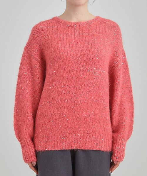 SHOO・LA・RUE(シューラルー)の「【洗濯機可/S-LL】上品にキラリと華やぐ スパンコールニット(ニット/セーター・レディース・グレー/ピンク系/ブラック/アイボリー・01/04/03/02)」の22枚目の写真