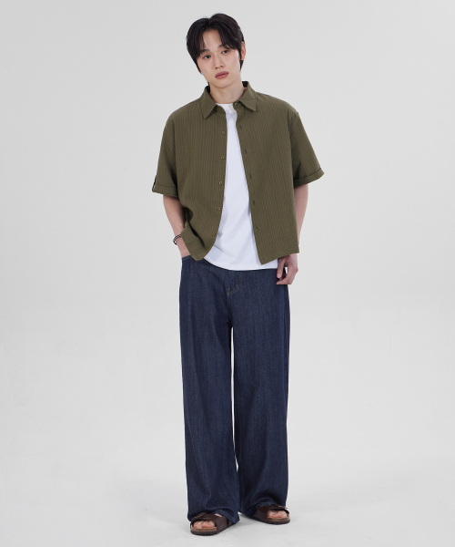 GLW(ジーエルダブリュ)の「リネンライクイージーワイドデニムパンツディープインディゴ(デニムパンツ・レディース・その他・LARGE/MEDIUM/SMALL/X-LARGE/X-SMALL/XX-SMALL)」の3枚目の写真