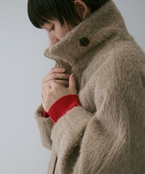 STUDIOUS（ステュディオス）の「【STUDIOUS/ステュディオス】《EC限定カラー》STAND COLLAR SHAGGY MIDDLE COAT/スタンドカラーシャギーミドルコート/軽アウター（その他アウター・レディース・ライトブルー/ベージュ/ダークグレー・FREE）」の3枚目の写真
