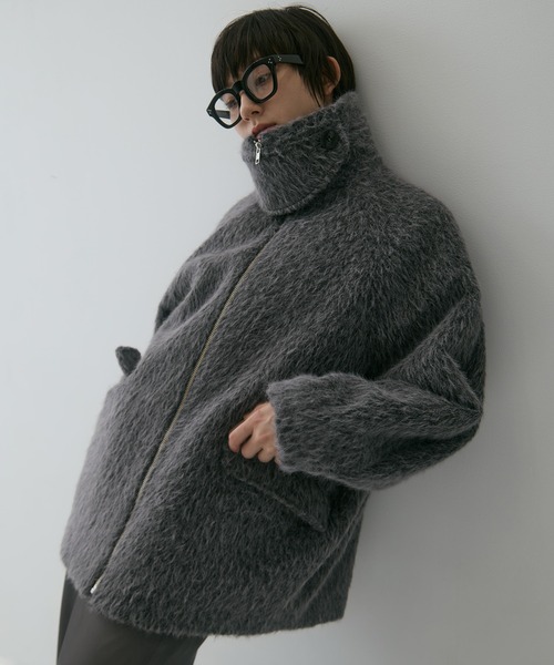 STUDIOUS（ステュディオス）の「【STUDIOUS/ステュディオス】《EC限定カラー》STAND COLLAR SHAGGY MIDDLE COAT/スタンドカラーシャギーミドルコート/軽アウター（その他アウター・レディース・ライトブルー/ベージュ/ダークグレー・FREE）」の2枚目の写真