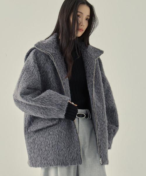 STUDIOUS（ステュディオス）の「【STUDIOUS/ステュディオス】《EC限定カラー》STAND COLLAR SHAGGY MIDDLE COAT/スタンドカラーシャギーミドルコート/軽アウター（その他アウター・レディース・ライトブルー/ベージュ/ダークグレー・FREE）」の8枚目の写真