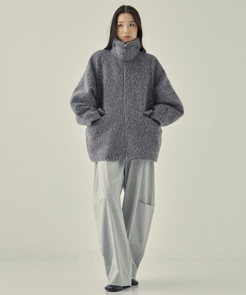 STUDIOUS（ステュディオス）の「【STUDIOUS/ステュディオス】《EC限定カラー》STAND COLLAR SHAGGY MIDDLE COAT/スタンドカラーシャギーミドルコート/軽アウター（その他アウター・レディース・ライトブルー/ベージュ/ダークグレー・FREE）」の5枚目の写真
