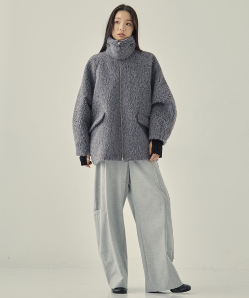 STUDIOUS（ステュディオス）の「【STUDIOUS/ステュディオス】《EC限定カラー》STAND COLLAR SHAGGY MIDDLE COAT/スタンドカラーシャギーミドルコート/軽アウター（その他アウター・レディース・ライトブルー/ベージュ/ダークグレー・FREE）」の6枚目の写真