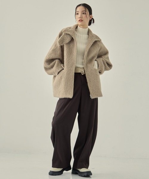 STUDIOUS（ステュディオス）の「【STUDIOUS/ステュディオス】《EC限定カラー》STAND COLLAR SHAGGY MIDDLE COAT/スタンドカラーシャギーミドルコート/軽アウター（その他アウター・レディース・ライトブルー/ベージュ/ダークグレー・FREE）」の19枚目の写真