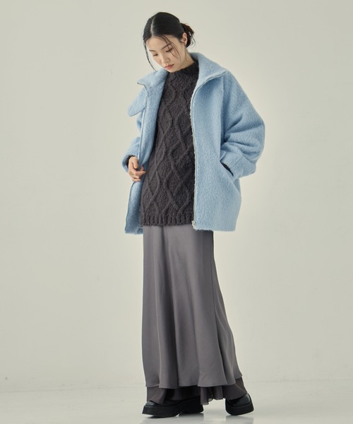 STUDIOUS/ステュディオス】《EC限定カラー》STAND COLLAR SHAGGY