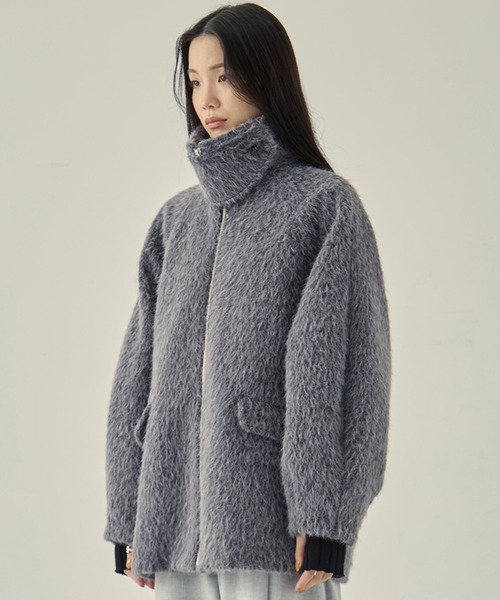 STUDIOUS（ステュディオス）の「【STUDIOUS/ステュディオス】《EC限定カラー》STAND COLLAR SHAGGY MIDDLE COAT/スタンドカラーシャギーミドルコート/軽アウター（その他アウター・レディース・ライトブルー/ベージュ/ダークグレー・FREE）」の11枚目の写真