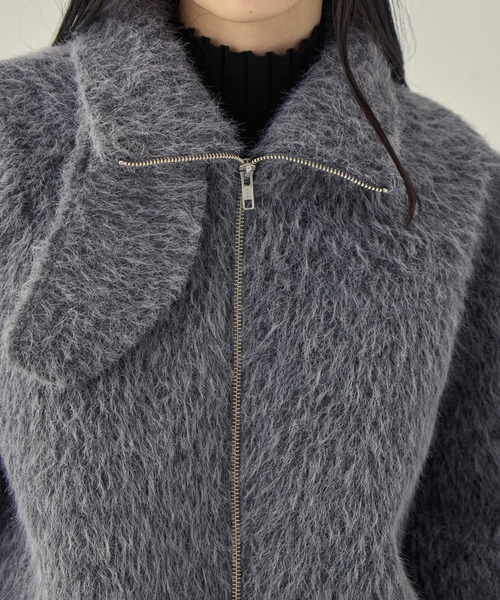 STUDIOUS（ステュディオス）の「【STUDIOUS/ステュディオス】《EC限定カラー》STAND COLLAR SHAGGY MIDDLE COAT/スタンドカラーシャギーミドルコート/軽アウター（その他アウター・レディース・ライトブルー/ベージュ/ダークグレー・FREE）」の14枚目の写真