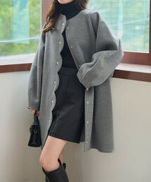 KOBE LETTUCE | ダイバー素材スカラップコート(ノーカラーコート)