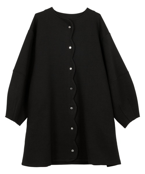 KOBE LETTUCE（コウベレタス）の「ダイバー素材スカラップコート（ノーカラーコート・レディース・ブラック/チャコール/モカ/アイボリー系・M）」の15枚目の写真