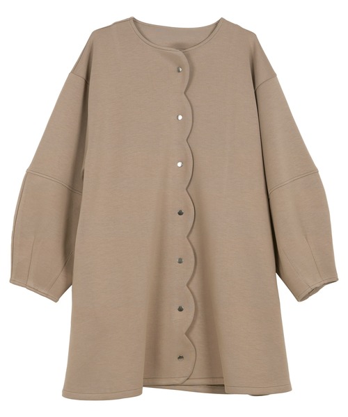 KOBE LETTUCE（コウベレタス）の「ダイバー素材スカラップコート（ノーカラーコート・レディース・ブラック/チャコール/モカ/アイボリー系・M）」の17枚目の写真