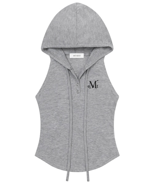 MUCENT(ムセント)の「ルエンシグネチャースリムフードスリーブレスナシ (4カラー)(Tシャツ/カットソー・レディース・チャコールグレー/グレー/ブラック/ホワイト・FREE)」の4枚目の写真