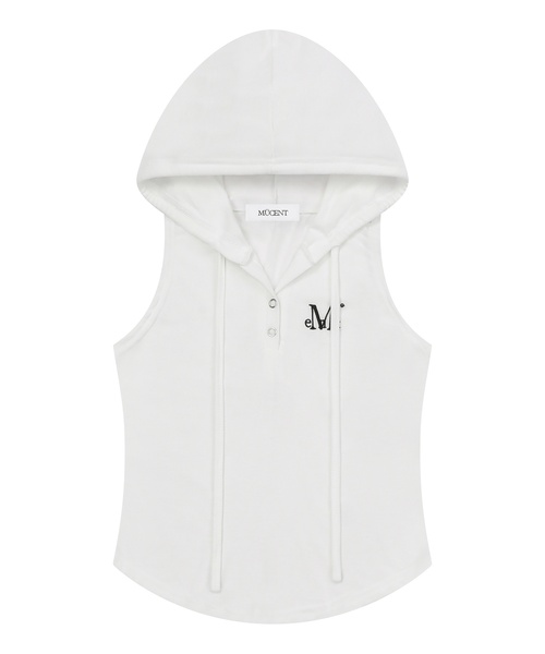 MUCENT(ムセント)の「ルエンシグネチャースリムフードスリーブレスナシ (4カラー)(Tシャツ/カットソー・レディース・チャコールグレー/グレー/ブラック/ホワイト・FREE)」の2枚目の写真
