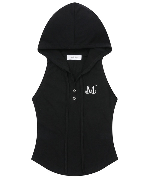 MUCENT(ムセント)の「ルエンシグネチャースリムフードスリーブレスナシ (4カラー)(Tシャツ/カットソー・レディース・チャコールグレー/グレー/ブラック/ホワイト・FREE)」の3枚目の写真