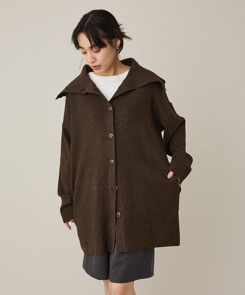 CRAFT STANDARD BOUTIQUE(クラフトスタンダードブティック)の「ビッグカラーコーディガン<ハンドウォッシャブル>(カーディガン/ボレロ・レディース・ブラウン/カーキ・FREE)」の5枚目の写真