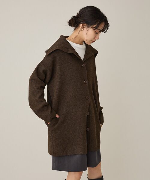 CRAFT STANDARD BOUTIQUE(クラフトスタンダードブティック)の「ビッグカラーコーディガン<ハンドウォッシャブル>(カーディガン/ボレロ・レディース・ブラウン/カーキ・FREE)」の6枚目の写真