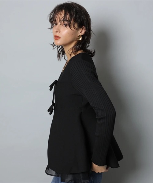 CADUNE（カデュネ）の「ペプラムカーデ（ニット/セーター・レディース・ホワイト/ブラック・38）」の15枚目の写真