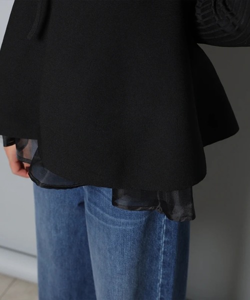 CADUNE（カデュネ）の「ペプラムカーデ（ニット/セーター・レディース・ホワイト/ブラック・38）」の21枚目の写真