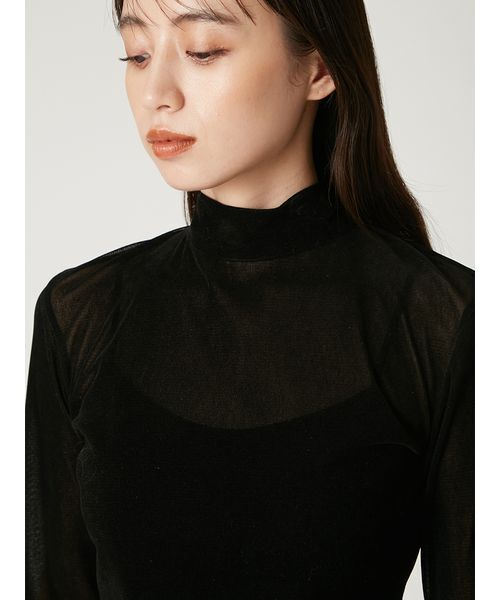 FRAY I.D（フレイアイディー）の「バックオープンフロッキーチュールトップス（Tシャツ/カットソー・レディース・ブラック/ボルドー/ピンク・F）」の11枚目の写真