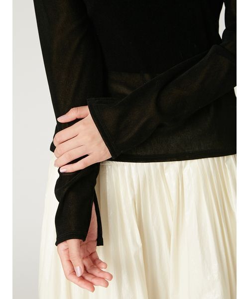 FRAY I.D（フレイアイディー）の「バックオープンフロッキーチュールトップス（Tシャツ/カットソー・レディース・ブラック/ボルドー/ピンク・F）」の13枚目の写真