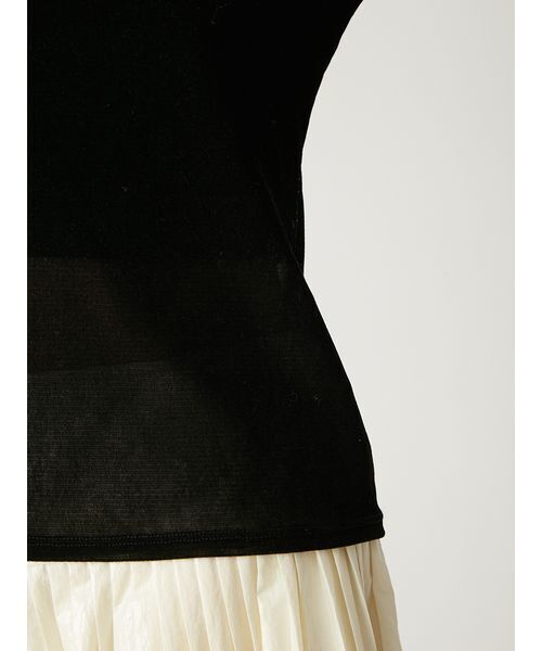 FRAY I.D（フレイアイディー）の「バックオープンフロッキーチュールトップス（Tシャツ/カットソー・レディース・ブラック/ボルドー/ピンク・F）」の14枚目の写真