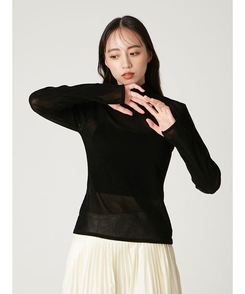 FRAY I.D（フレイアイディー）の「バックオープンフロッキーチュールトップス（Tシャツ/カットソー・レディース・ブラック/ボルドー/ピンク・F）」の16枚目の写真