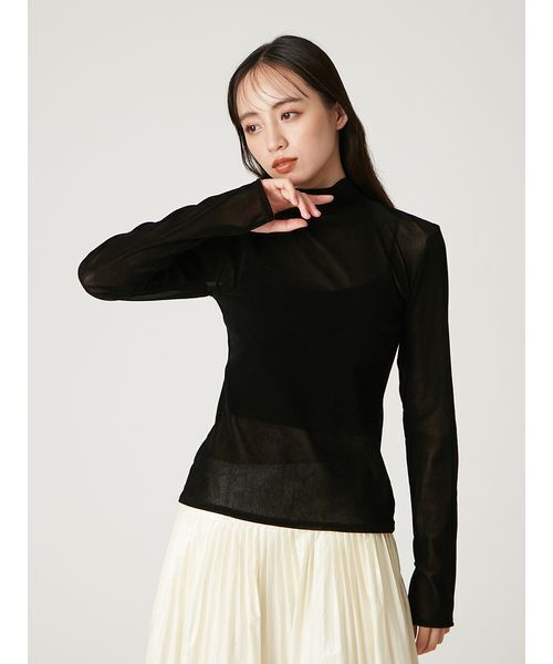 FRAY I.D（フレイアイディー）の「バックオープンフロッキーチュールトップス（Tシャツ/カットソー・レディース・ブラック/ボルドー/ピンク・F）」の17枚目の写真