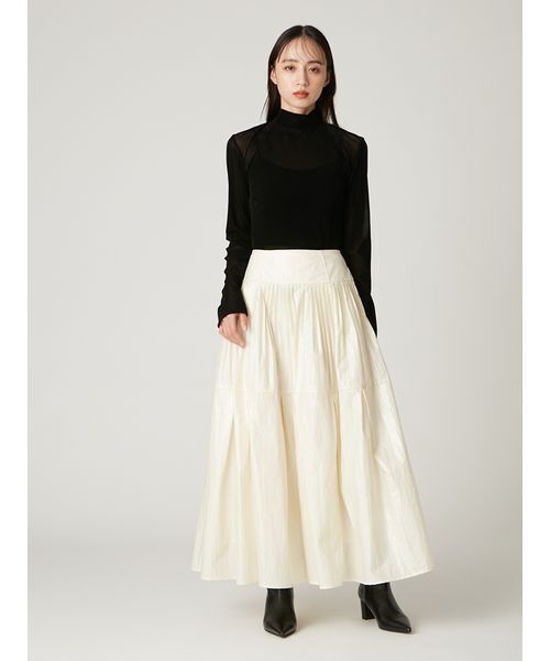 FRAY I.D（フレイアイディー）の「バックオープンフロッキーチュールトップス（Tシャツ/カットソー・レディース・ブラック/ボルドー/ピンク・F）」の18枚目の写真