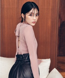 FRAY I.D | バックオープンフロッキーチュールトップス(Tシャツ/カットソー)