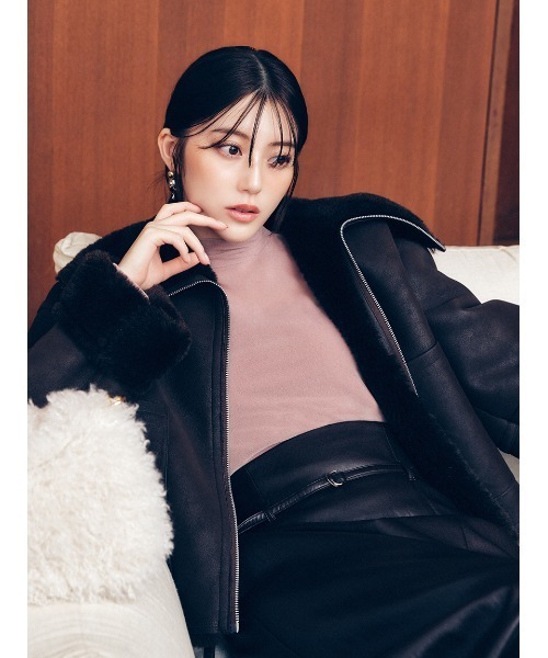 FRAY I.D（フレイアイディー）の「バックオープンフロッキーチュールトップス（Tシャツ/カットソー・レディース・ブラック/ボルドー/ピンク・F）」の22枚目の写真