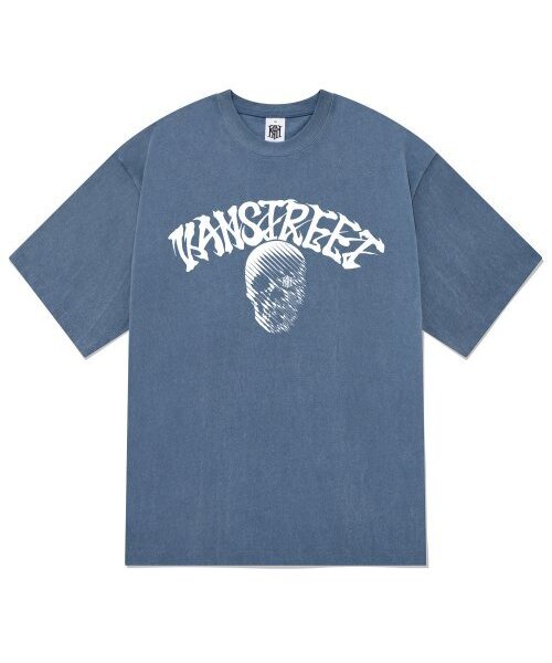KAN6312(カン6312)の「KTPN0166 レタリングスカルレインピグメント半袖Tシャツ - ブルー(Tシャツ/カットソー・メンズ・その他・MEDIUM/LARGE/X-LARGE)」の1枚目の写真