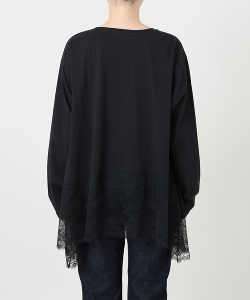 SLOBE IENA レースコンビカットソー　ブラック 追加4予約》レースコンビカットソー（Tシャツ／カットソー）｜SLOBE