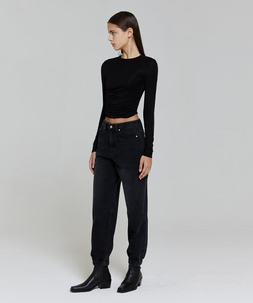 LADY VOLUME(レディーボリューム)の「BANDING JOGGER DENIM_BLACK(デニムパンツ・レディース・その他・LARGE/MEDIUM/SMALL)」の2枚目の写真