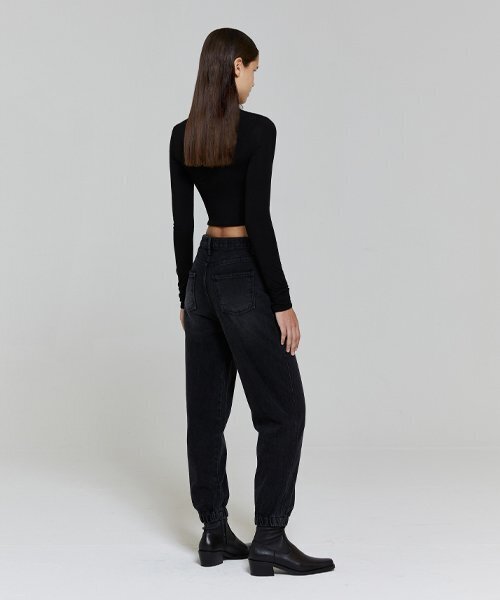 LADY VOLUME(レディーボリューム)の「BANDING JOGGER DENIM_BLACK(デニムパンツ・レディース・その他・LARGE/MEDIUM/SMALL)」の3枚目の写真