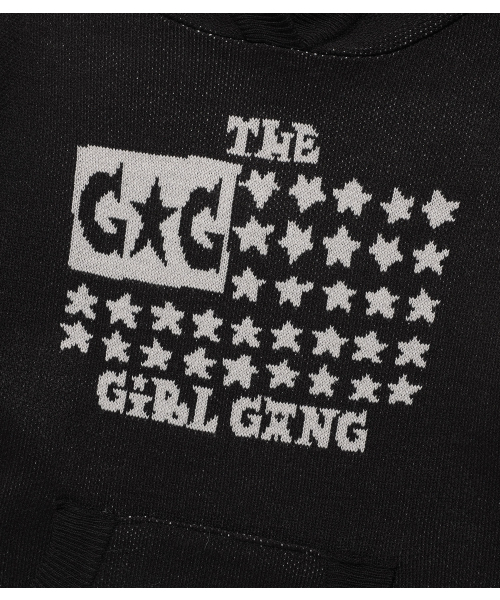 NICE GHOST CLUB（ナイスゴーストクラブ）の「GG FLAG HOODIE KNIT_BLACK(NG2FFFK690A)（ニット/セーター・レディース・ブラック・SMALL/MEDIUM）」の4枚目の写真