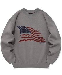 SAINTPAIN（セイントペイン）の「SPジャカードアメリカンニットスウェーター-グレー（ニット/セーター）」