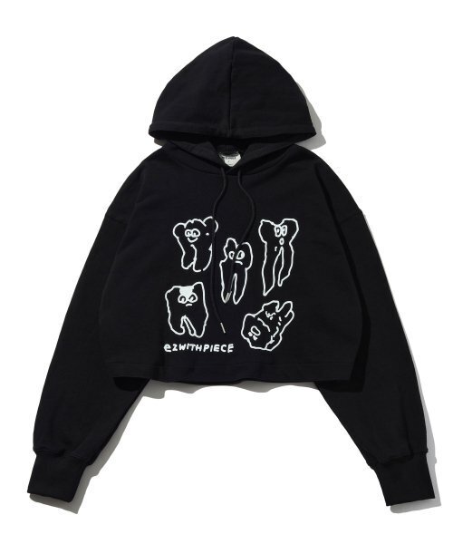 PIECEMAKER(ピースメーカー)の「TEETH SWEAT CROP HOODIE (BLACK)(パーカー・レディース・その他・FREE)」の2枚目の写真