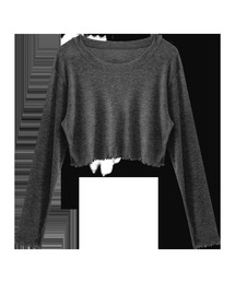 ニューウェーブ ホリッククロップ 長袖Tシャツ DEVI-T0047-チャコール