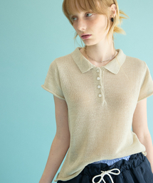 COQUET（コケット）の「Linen Paper Blend Collar Knit Olive Green（ニット/セーター）」