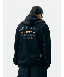 JAMIE WEST（ジェイミーウエスト）の「クラブフードパーカーアップリケジップアップ（ブラック）（ジャージ）」