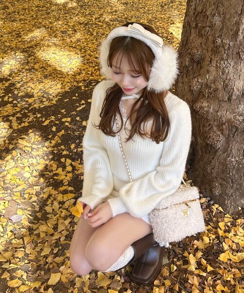 OLIVE des OLIVE（オリーブデオリーブ）の「【インフルエンサー企画】Keru リボンイヤマフ（イヤーマフ・レディース・その他1/ブラック/オフホワイト・FREE）」の18枚目の写真