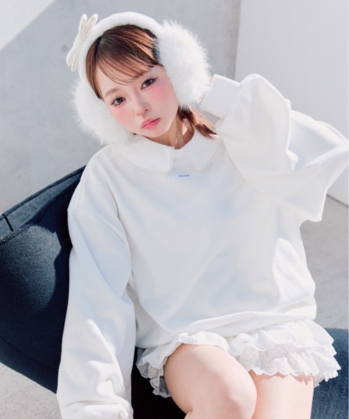 OLIVE des OLIVE（オリーブデオリーブ）の「【インフルエンサー企画】Keru リボンイヤマフ（イヤーマフ・レディース・その他1/ブラック/オフホワイト・FREE）」の2枚目の写真