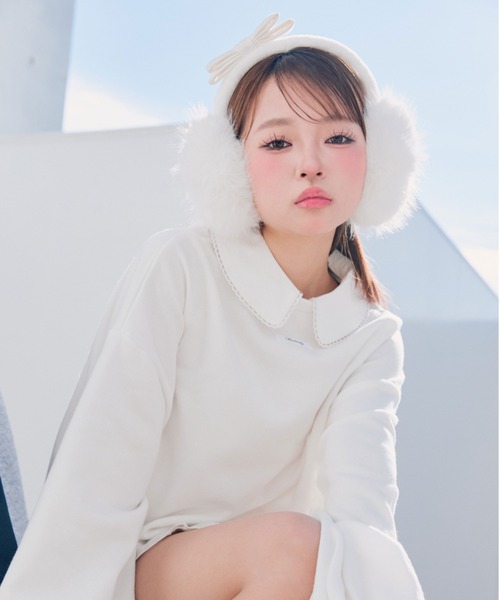 OLIVE des OLIVE（オリーブデオリーブ）の「【インフルエンサー企画】Keru リボンイヤマフ（イヤーマフ・レディース・その他1/ブラック/オフホワイト・FREE）」の5枚目の写真