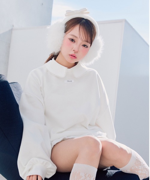 OLIVE des OLIVE（オリーブデオリーブ）の「【インフルエンサー企画】Keru リボンイヤマフ（イヤーマフ・レディース・その他1/ブラック/オフホワイト・FREE）」の9枚目の写真