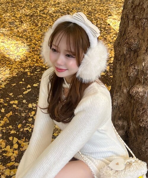 OLIVE des OLIVE（オリーブデオリーブ）の「【インフルエンサー企画】Keru リボンイヤマフ（イヤーマフ・レディース・その他1/ブラック/オフホワイト・FREE）」の13枚目の写真