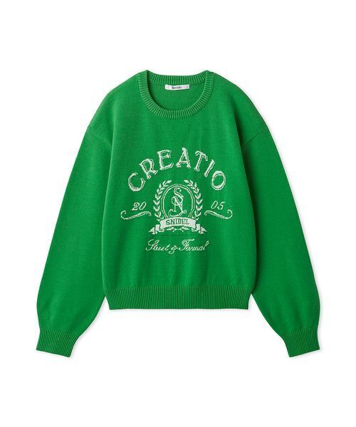 SNIDEL（スナイデル）の「Sustainableエンブレムロゴニットプルオーバー（ニット/セーター・レディース・グレー/ネイビー/グリーン/ピンク・F）」の2枚目の写真