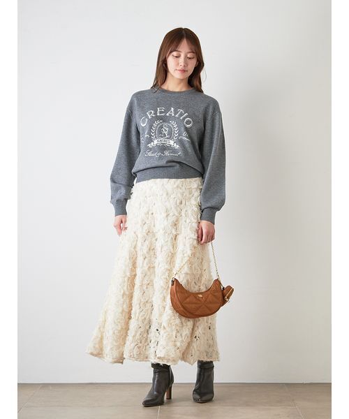 SNIDEL（スナイデル）の「Sustainableエンブレムロゴニットプルオーバー（ニット/セーター・レディース・グレー/ネイビー/グリーン/ピンク・F）」の15枚目の写真