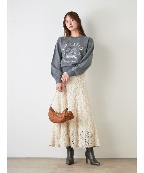 SNIDEL（スナイデル）の「Sustainableエンブレムロゴニットプルオーバー（ニット/セーター・レディース・グレー/ネイビー/グリーン/ピンク・F）」の16枚目の写真