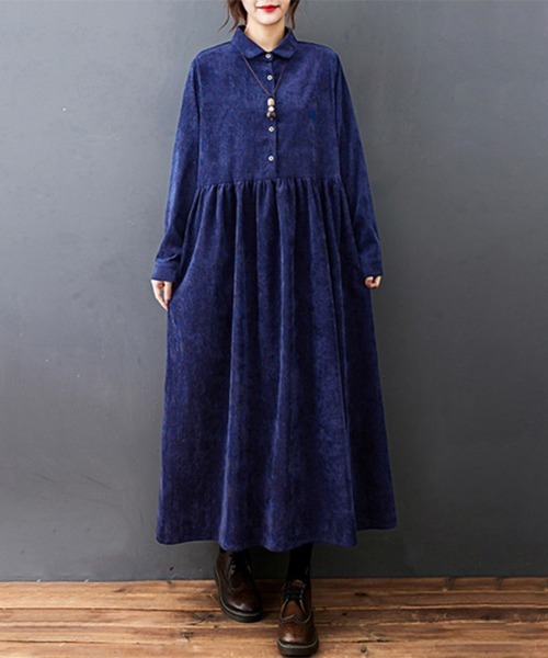 ONEP STAR（ワンピスター）の「ギャザーウエストシャツワンピース（シャツワンピース・レディース・ブラック/ネイビー/レッド・MEDIUM/LARGE/X-LARGE）」の22枚目の写真